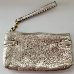 Coach wristlet, soft metallic gold leather